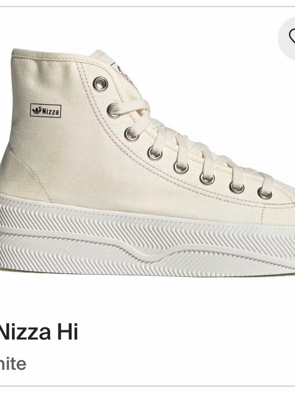 Adidas Nizza Cream White Canvas High Top Sneakers